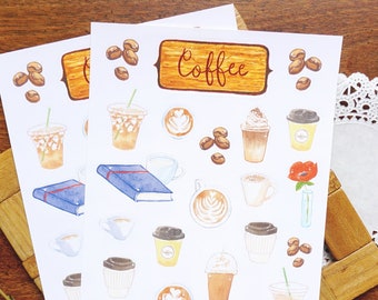#901-008-068-WH Cafe Muted Rainbow Coffee Cup Stickers for Tracking Coffee Latte Coffee Cup Planner Stickers