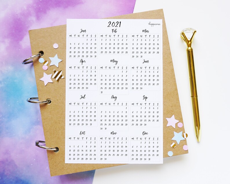 bullet journal mini calendar 2021 printable download a