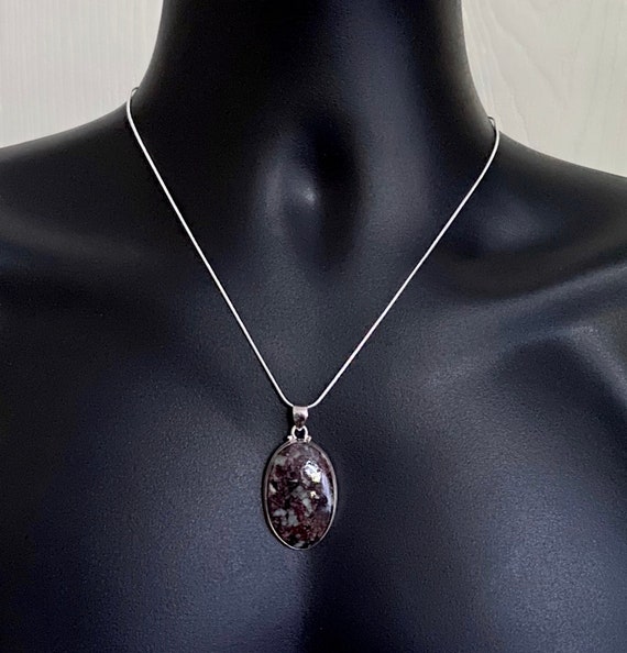 Russian Eudialyte Stone Oval Pendant Necklace Natural Crystal Healing Gemstone View 3