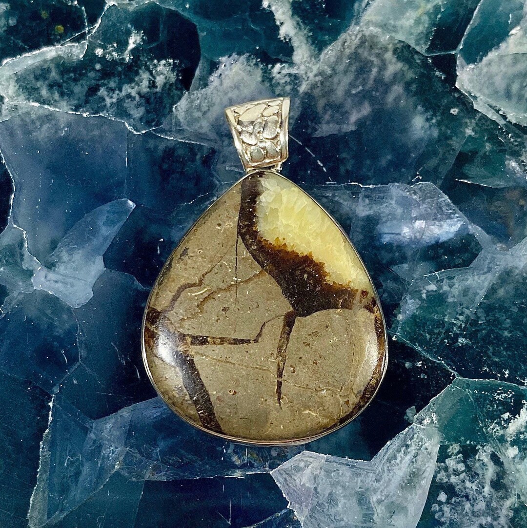 •AEON• septarian nodule + brass necklace (16