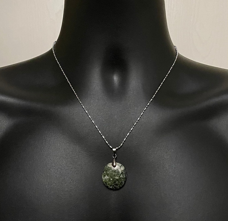 Rare Preseli Bluestone Stonehenge Round Pendant Necklace Crystal Attunement Crown Base Third Eye Chakra Stone