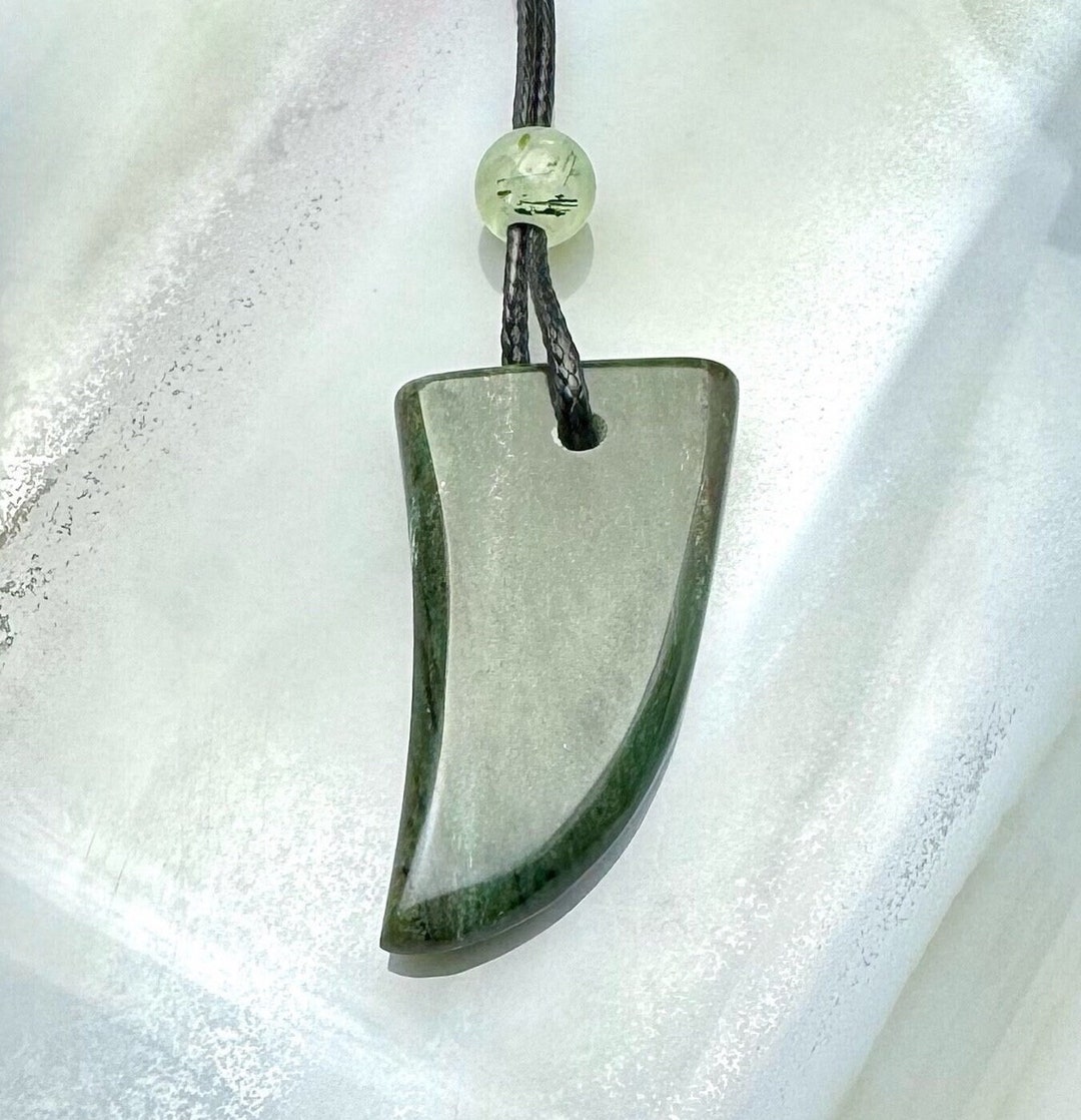Genuine Rare Greenlandite Greenland XL Tooth Fang Pendant Prehnite