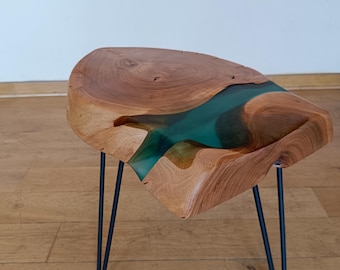 Stolik kawowy Beistelltisch Kirschholz Baumscheibe Epoksydowa żywica epoksydowa Sofatisch Couchtisch Design Unikat Einzelstück handgefertigt