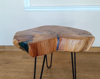 Stolik kawowy Beistelltisch Kirschholz Baumscheibe Epoksydowa żywica epoksydowa Sofatisch Couchtisch Design Unikat Einzelstück handgefertigt