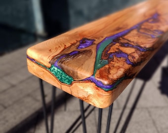 grosse Sitzbank Buche Epoxidharz handgefertigt Unikat Altholz Esstisch Bank Design Rechdachs massiv Holz epoxy reclaimed wood