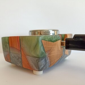 Tamperstation aus Edelholz und Epoxidharz individuell gefertigt Wunschfarben Siebträger Espresso tamping image 17