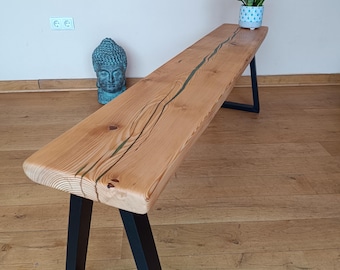 Grosse Sitzbank Altholz Design Gerüstbohle Epoksydharz epoksydowy Esstisch Bank