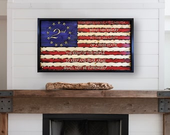 2nd Amendment - Wood Flag - American Wooden Flag - Betsy Ross Flag