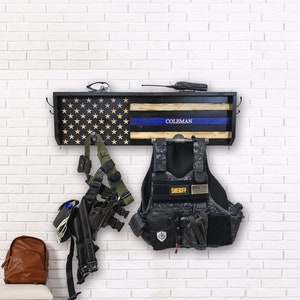 Thin Blue Line - Police Gear Rack - Graduation Gift - Police Duty Gear Rack - Anniversary - Police Officer Gifts - Birthday - Vest Holder