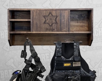 Police Gear Rack - RFID Lockable Cabinet  - Police Officer Gift - Concealment Cabinet - Academy Graduation - Anniversary - Birthday