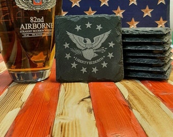 Patriotic Coaster Set A (4) USA Coasters - Slate Coasters- American Flag Coaster- Beer- Patriotic Gift- Anniversary Gift- Wedding Gift