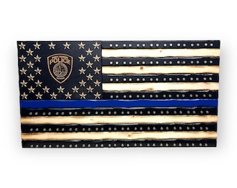 Thin Blue Line - Police Officer Challenge Coin Flag - Graduation Gift - 9mm Casing Challenge Coin Rack -  Police Officer Gifts