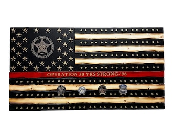 Firefighter Challenge Coin Flag - Thin Red Line -Graduation Gift - 9mm Casing Challenge Coin Rack -  Fire Fighter Gifts Coin Display