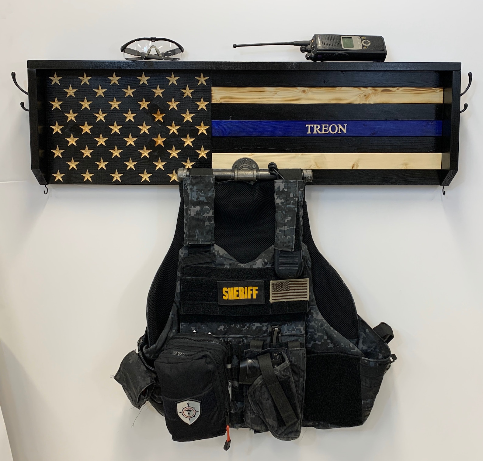 Police Gear Rack Thin Blue Line Gear Rack Police Officer Gift Police