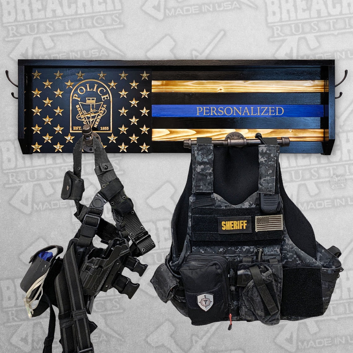 Police Gear Rack Police Gift Thin Blue Line Gift Law Etsy