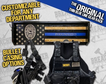 Police Gear Rack - Thin Blue Line Gift - Anniversary Gift - Birthday Gift - Duty Belt Holder - Vest Rack - Christmas Gift - Graduation Gift