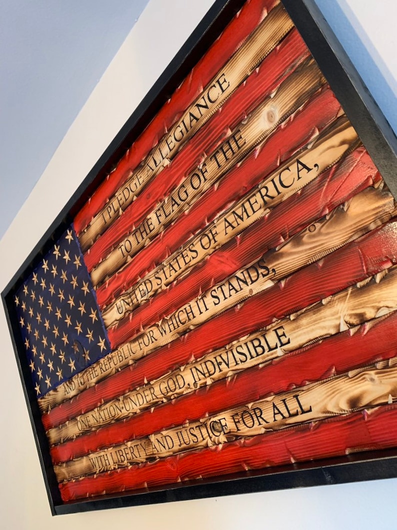 Pledge of Allegiance Wood Flag American Wooden Flag I Etsy