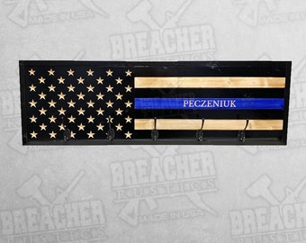 Thin Blue Line Coat Rack- Police Coat Rack - Police Gift - Thin Blue Line Gift - Law Enforcement Gift - Police Academy Graduation
