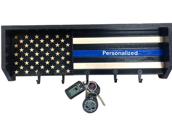 Police Key Rack - Thin Blue Line Bullet Key Rack - .223 Police Gift - Academy Graduation Gift - Military Gift -Police Officer -Veteran Gift