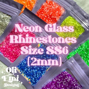 Neon Glass Rhinestones in sizes SS6 (2mm) NON Hotfix| Embellishments | DIY |Tumbler Needs | Beginner Crafts| Nails | tools