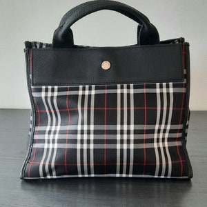 Burberry Large Society Tote Black Trim Burgundy Bag Handbag Italy New