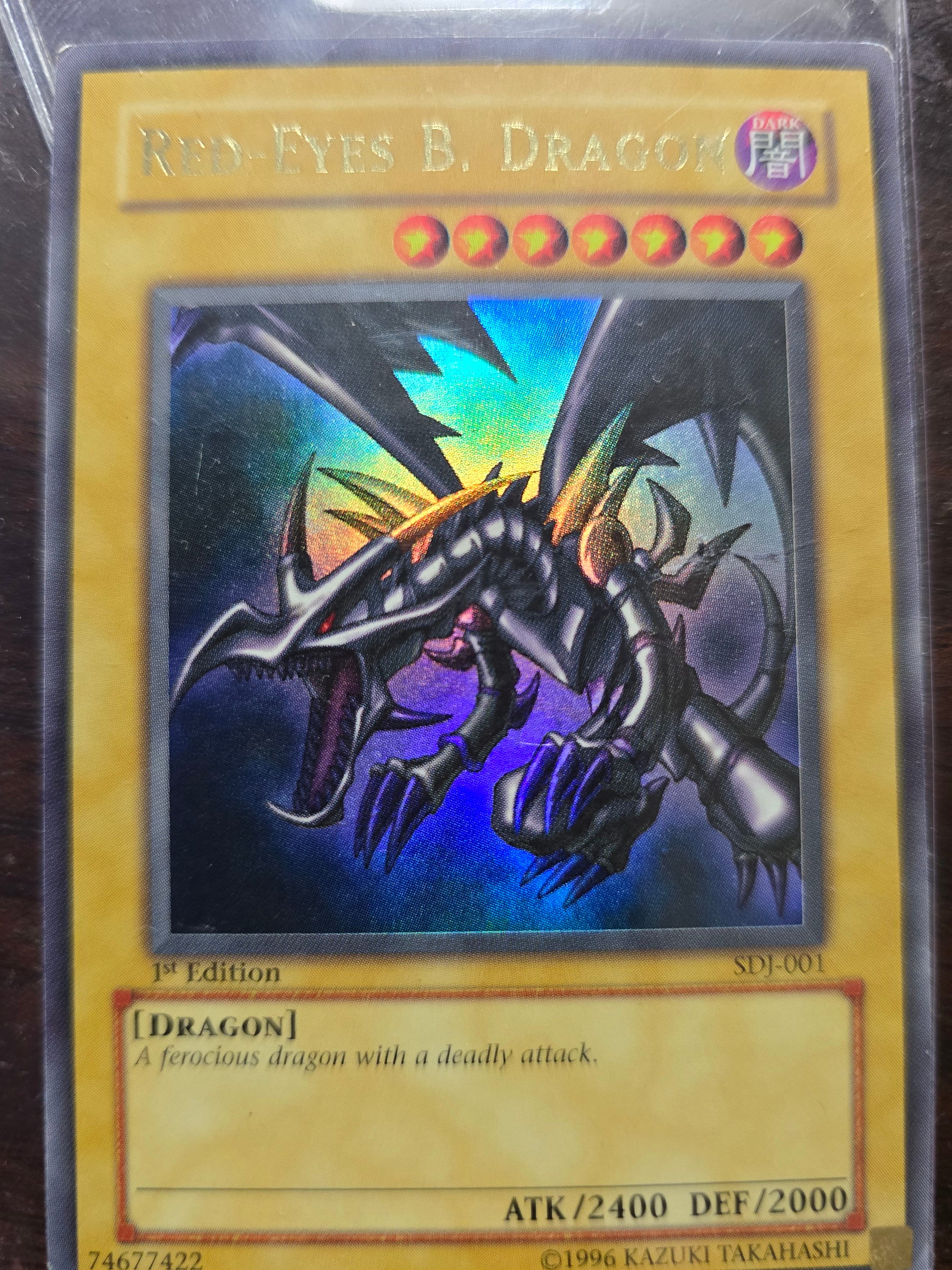 yugioh card red eyes b dragon Yugioh Red-Eyes B. Dragon SDJ-001 Ultra Rare 1st Edition Near Mint main image 1
