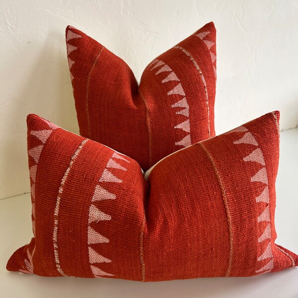 African Mudcloth pillow cover | crimson teeth