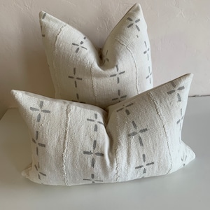 African Mudcloth pillow cover | cream grey blot x