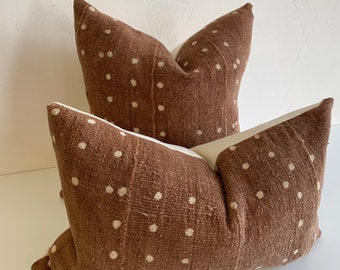 African Mudcloth pillow cover | rust 4 dot