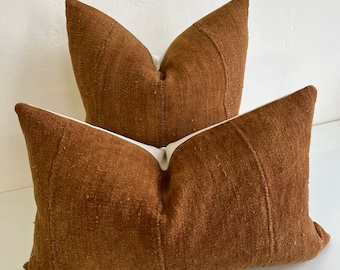 African Mudcloth pillow cover | rust solid