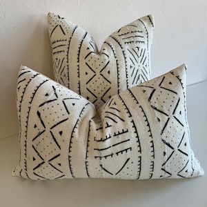 African Mudcloth pillow cover | creme block design