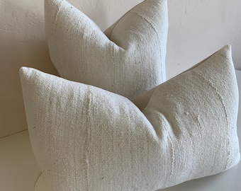 African Mudcloth pillow cover | creme solid