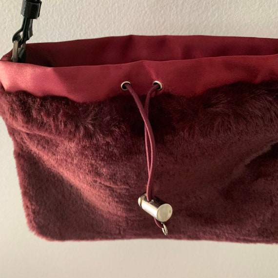 Vintage 90s 2000s burgundy fluffy shoulder Bag - image 5