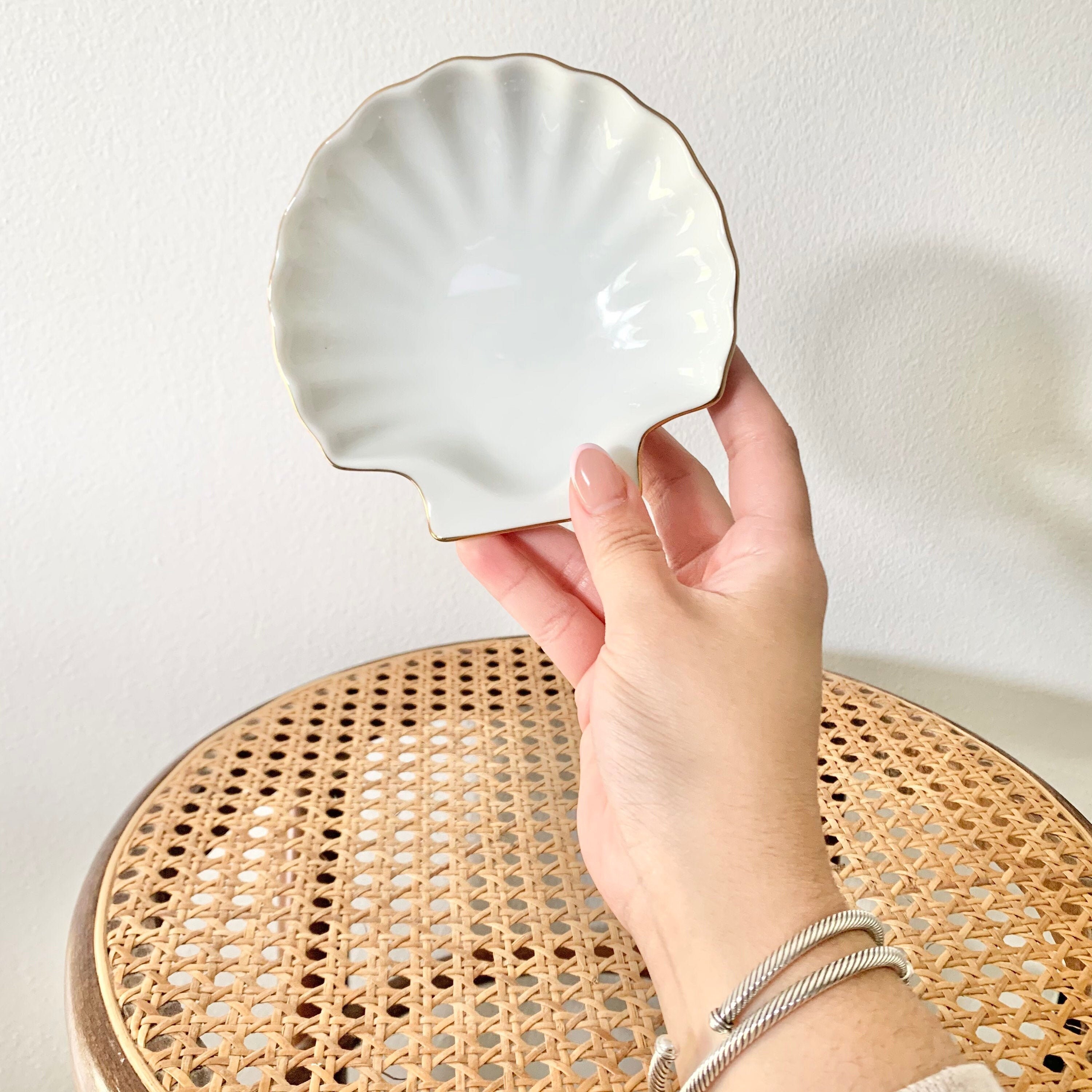 Vintage seashell jewelry dish ring dish holder vanity decor Etsy