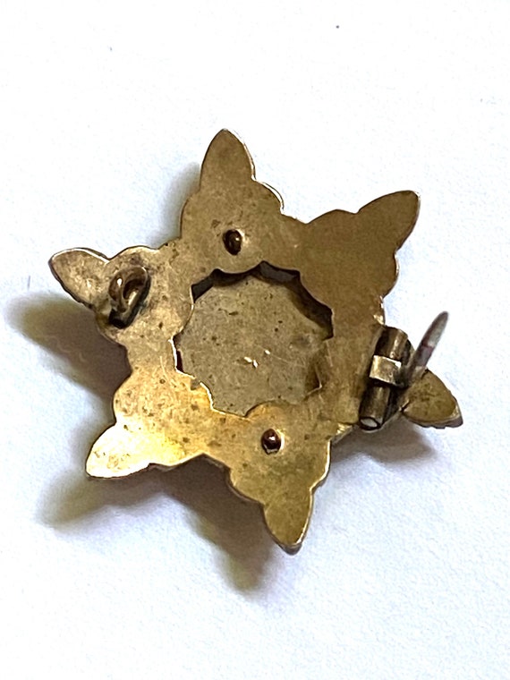 Broche Vintage En Métal Doré Avec Grenat étoilé - Bijou Ancien Bohème, Longueur 5 Cm