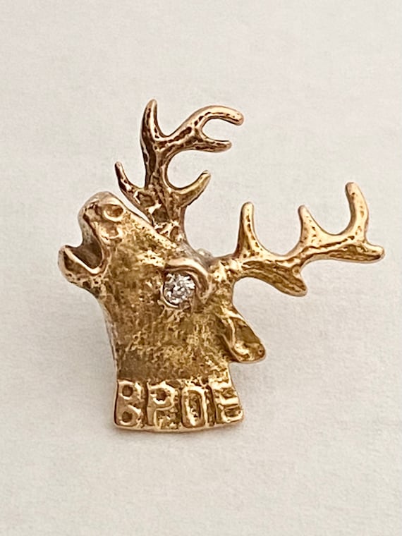 Vintage 10k Gold Diamond Eye BPOE Elk's Club Frat… - image 2