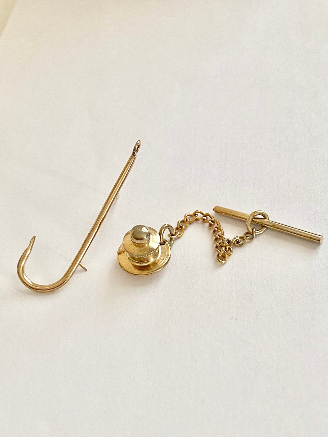 Vintage 14k Gold Fish Hook Tie Tac Lapel Hat Pin 1.5 Inches Etsy