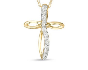 Infinity Cross Necklace Yellow Gold - Etsy