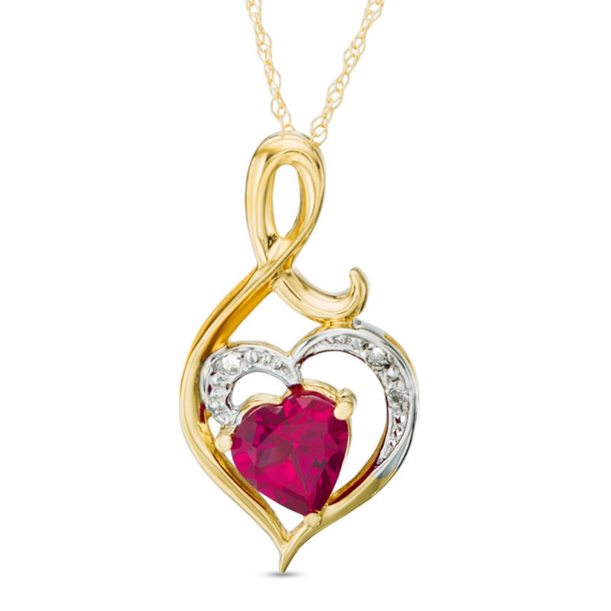 Hand Crafted Ladies Synthetic Ruby Heart Pendent