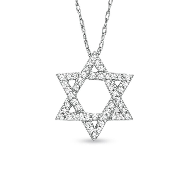 diamond star of david necklace mens
