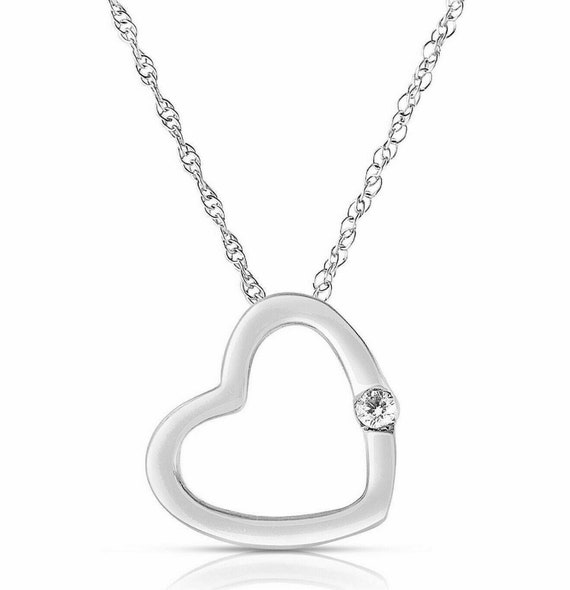 Mappins 10k White Gold Diamond Tilted Heart Necklace | Shop necklaces,  White gold diamonds, White gold necklaces