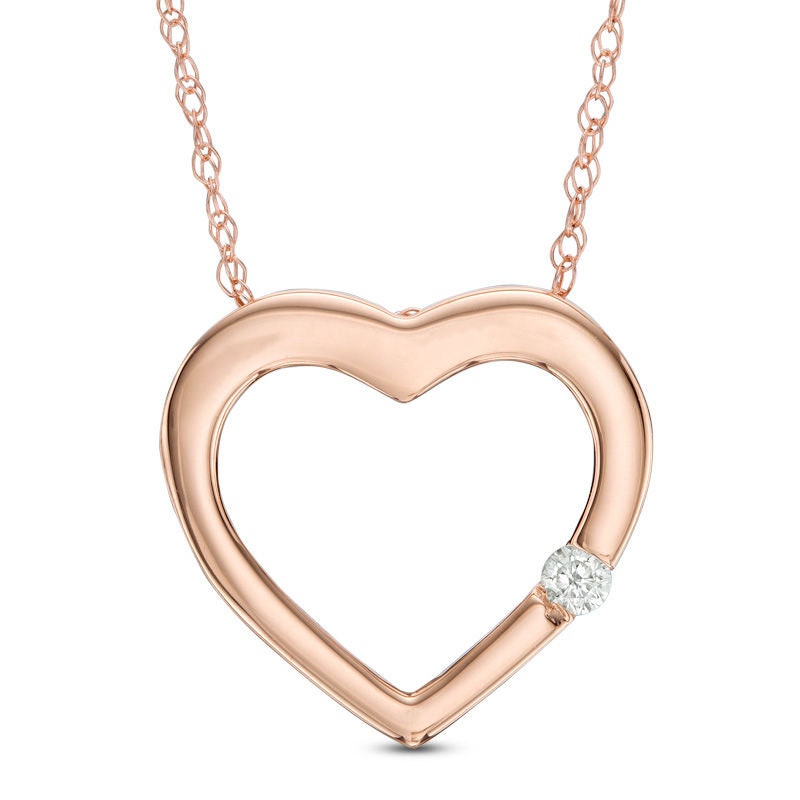 Diamond Accent Solitaire Heart Pendant 