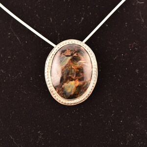 Custom fabricated Oval Pietersite Cabachon in Sterling Silver setting