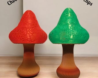 Glowing Mushroom Lamp – Red, Green or Rainbow Cap – Gradient Base – Cozy LED Nightlight