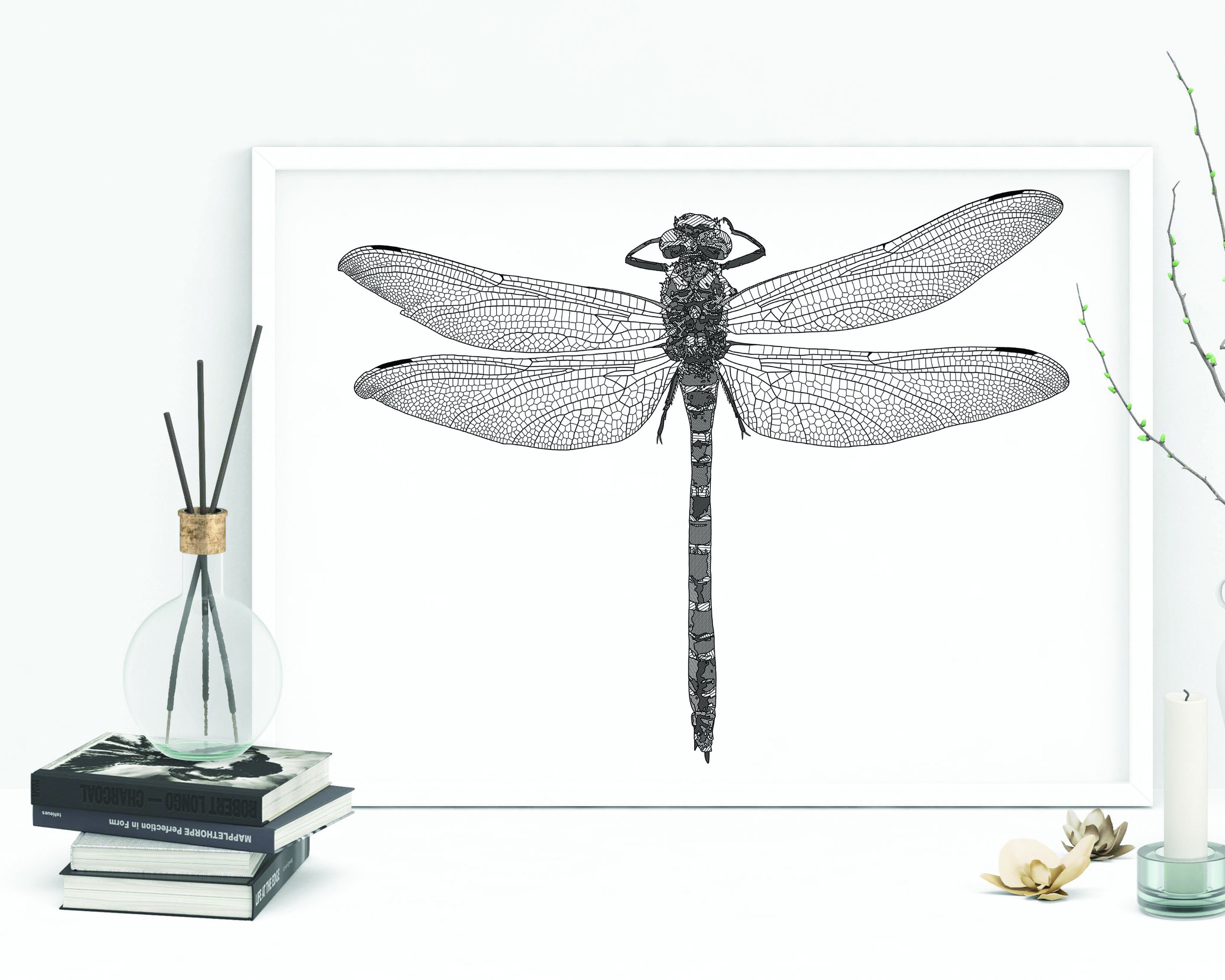 Dragonfly Art Print Insect Art Print Geometric Art Print Etsy