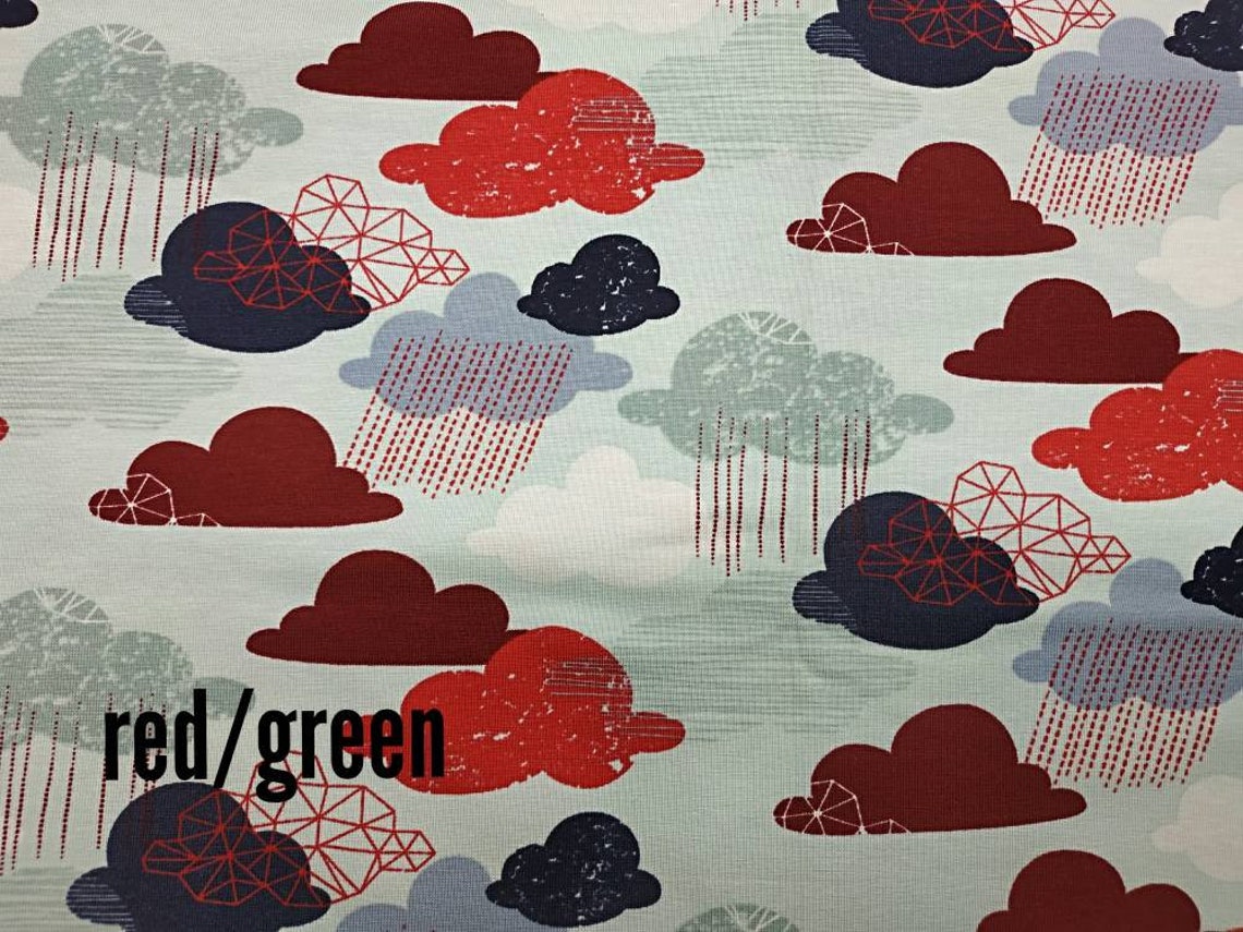 Knit fabric cotton jersey clouds fabric jersey Etsy