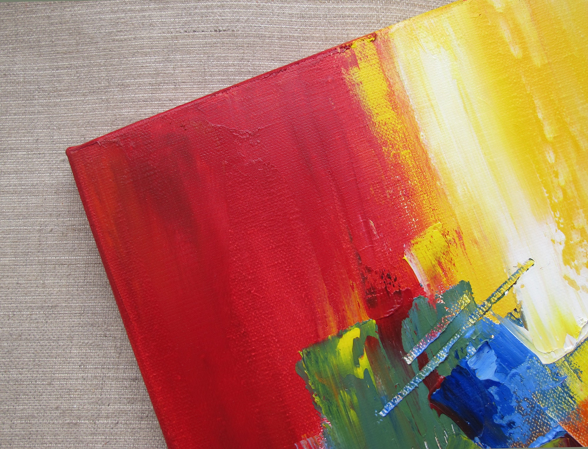 Abstract Painting Original Art Red Yellow Orange 12X12 Etsy