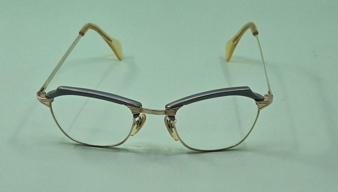 Vintage American Optical AO Green Gold Browline Eyeglasses Frames 20 ...
