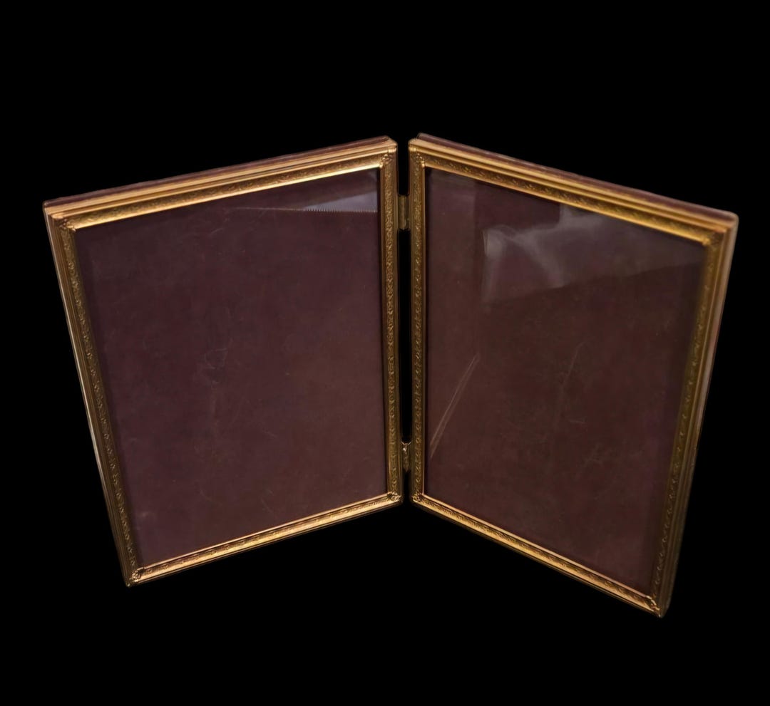 Vintage MCM 8 X 10" Double Hinged Brass Gold Tone Metal Photo Picture ...