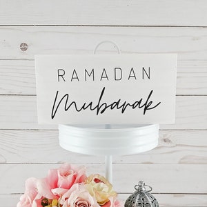 Reversible Ramadan Decoration, Eid Decoration, Small Wood Signs, Muslim Gifts, Mini Wooden House, Islamic Farmhouse Home Decor image 2
